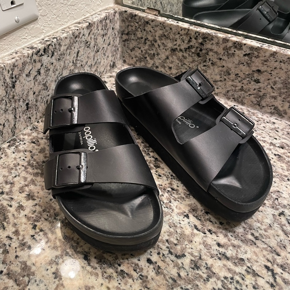 Birkenstock Arizona Platform Black Sandals
